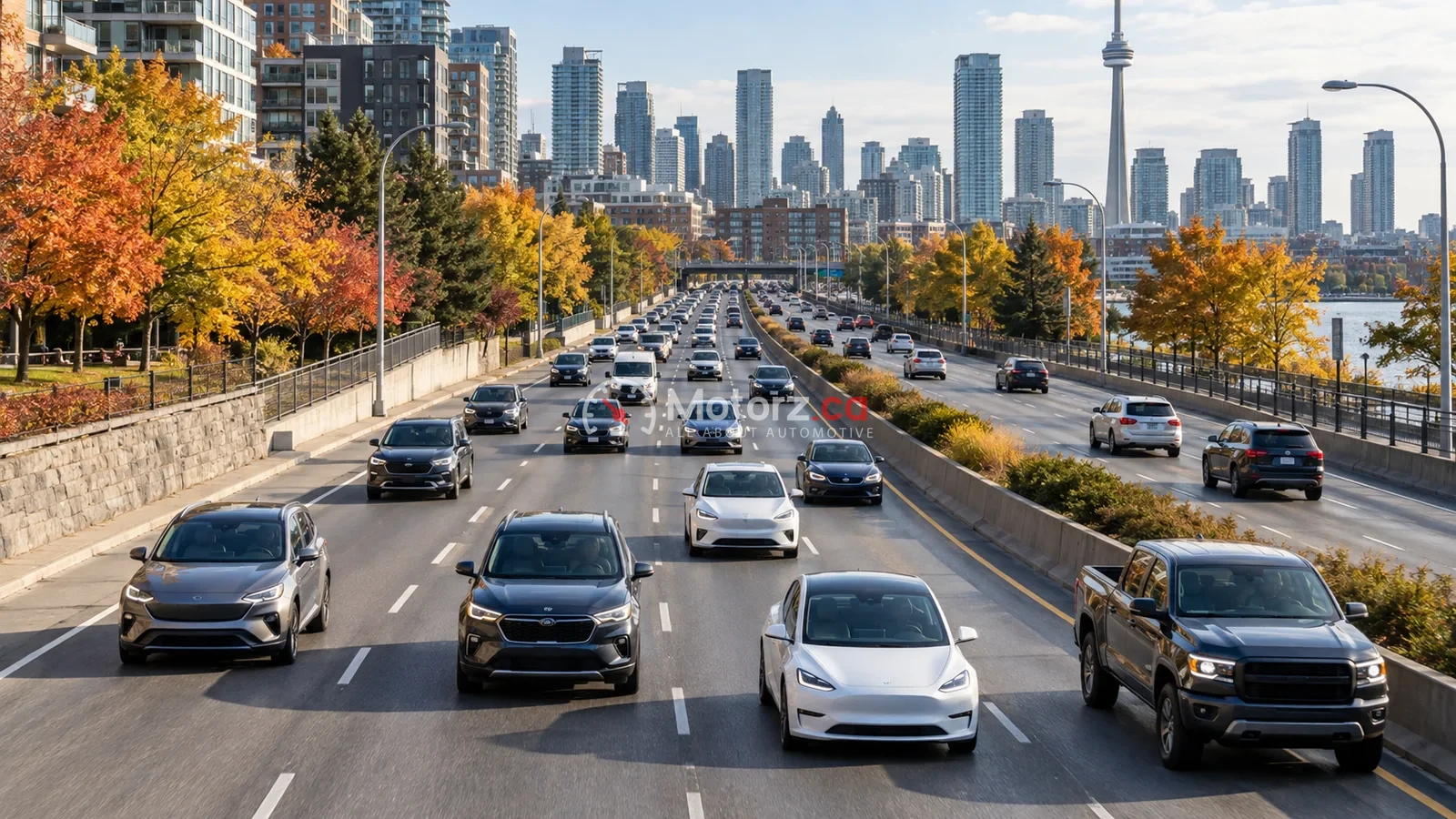 Mixed vehicle traffic representing Canadian registration and powertrain trends