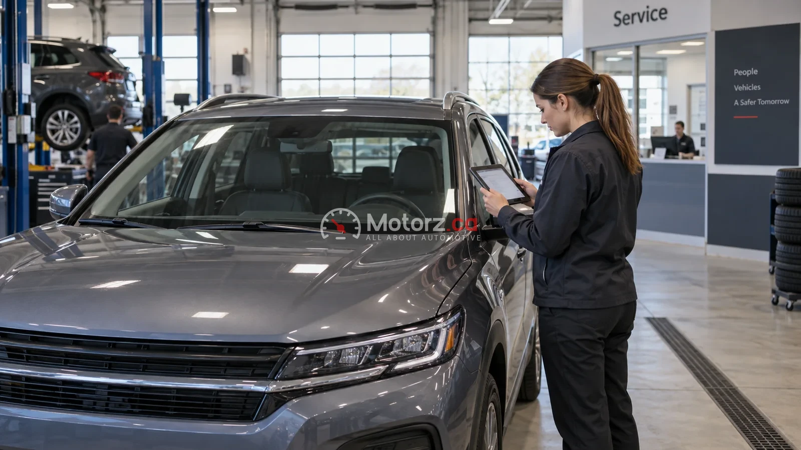 Service advisor checking the VIN of an unbranded vehicle during a conceptual recall inspection